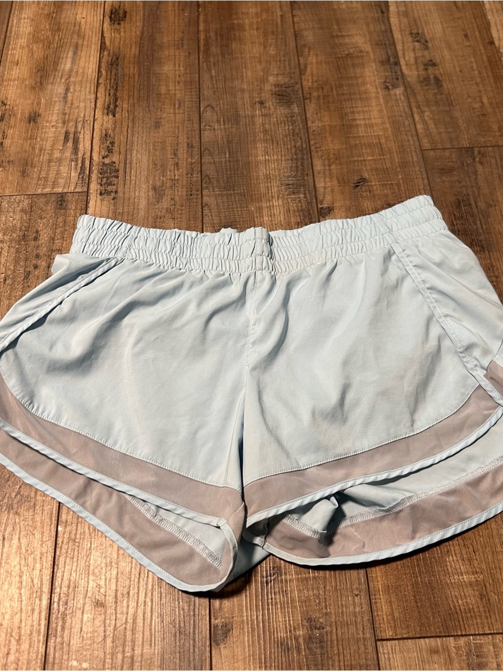 Athleta Mesh Racer Run 4 Women's M‎ Athletic Shorts  Zip Pocket Light Blue